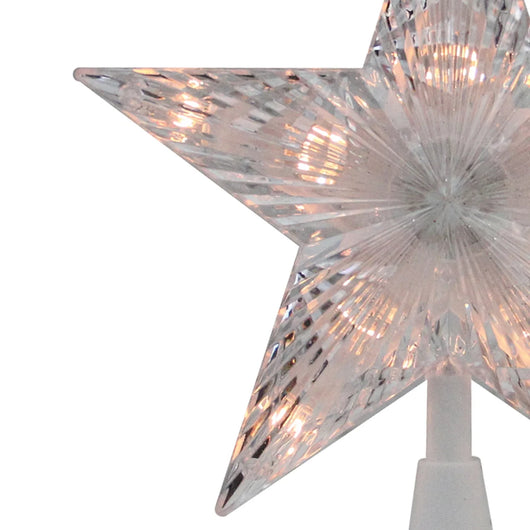 7.25" Clear 5-Point Star Traditional Christmas Tree Topper- Clear Lights