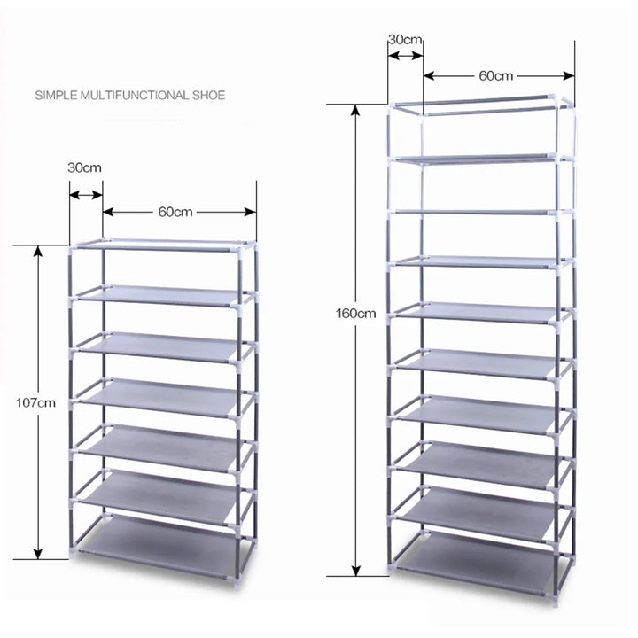 Shoe Rack,9 Tier Shoe Organize with Dustproof Cover,Shoe Storage Shelf for 18-27 Pairs of Shoes,Suitable for Sneakers,High Heels,Flats,And Boots,Grey