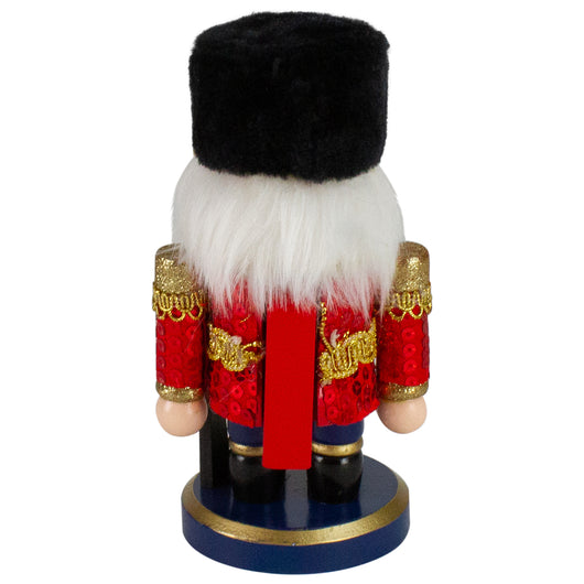 7.25" Red and Blue Chubby Wooden Christmas Nutcracker Soldier with Rifle