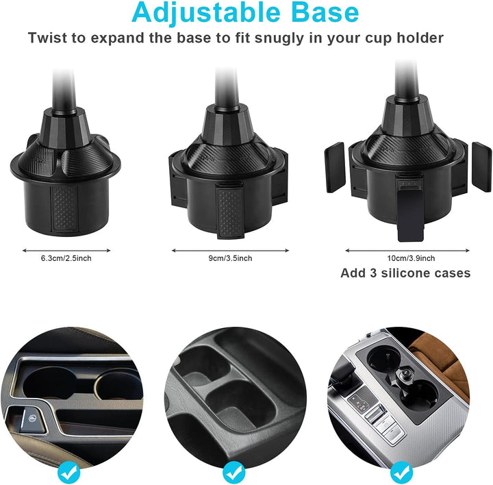 Car Cup Holder Tray, Car Tray Table for Eating with Cell Phone Slot, Lap Tray for Car Universal Adjustable Cup Tray Holder 360° Swivel Tray Fits Vehicle, Boats,Golf Cart, Suv,Truck and All Cars