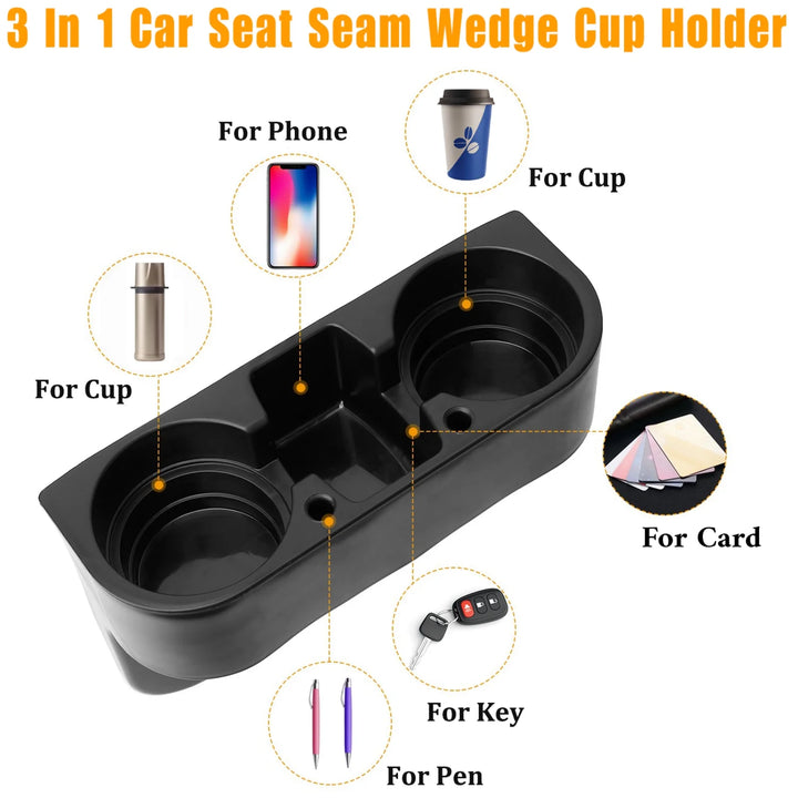 Car Seat Seam Wedge Cup Holder,  Drink Beverage Seat Seam Wedge Mount Stand Storage Organizer, Multifunction Car Accessories Cellphone Holder Glove Box, Black