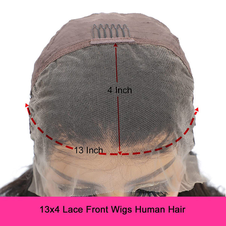 Body Wave Lace Front Wigs Human Hair Pre Plucked Bleached Knots with Baby Hair 13X4 Lace Frontal Human Hair Wigs 150% Density Brazilian Virgin Human Hair Wigs for Black Women Natural Color 24 Inch