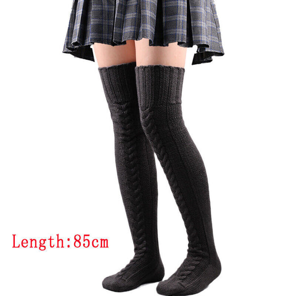 Women Knit Thigh High Boot Socks Over Knee High Leg Warmers Extra Long Stockings