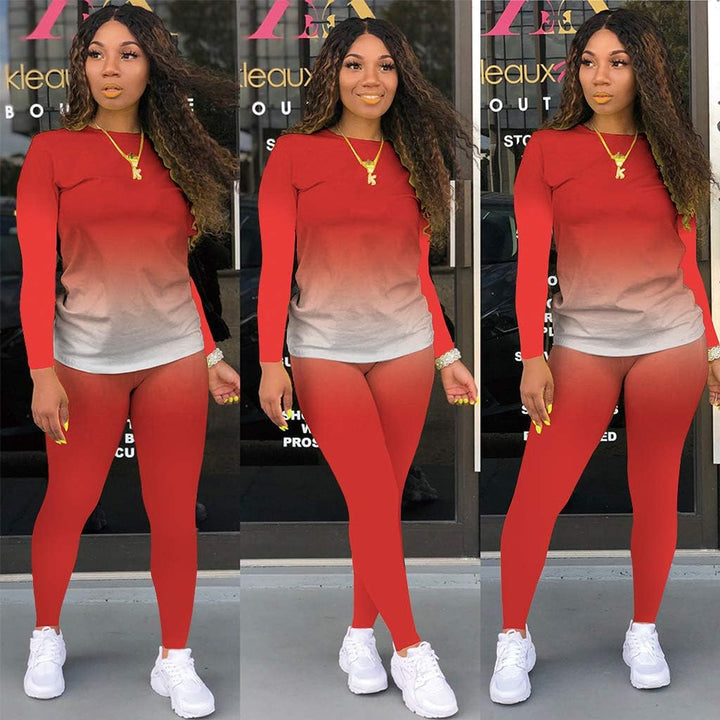 Women'S Two Piece Outfits T-Shirts Bodycon Sports Suit Outfit Tracksuit Jumpsuits Sportswear Set