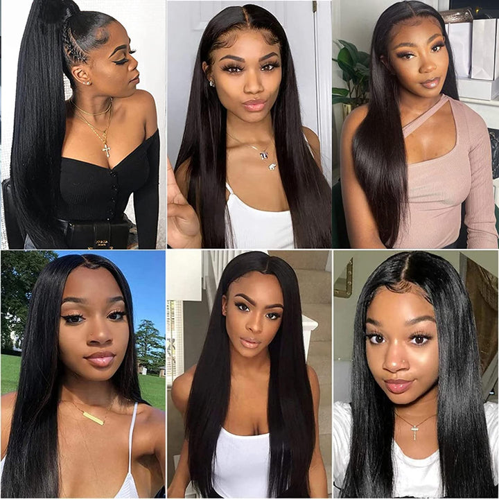 Hair Lace Front Wigs Human Hair 13X4X1 T Part Straight Transparent Lace Frontal Wigs for Black Women Human Hair 180% Density Pre Plucked with Baby Hair Full and Thick Natural Color 18Inch