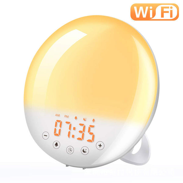 wifi voice control smart wake-up light alarm clock sunrise natural wake-up light