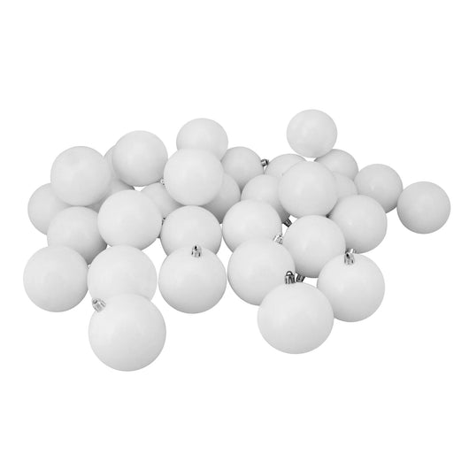 60Ct Shatterproof Shiny Christmas Ball Ornament Set 2.5" - White