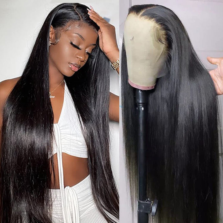 30 Inch Straight Lace Front Wigs Human Hair 13X4 HD Lace Frontal Wigs Human Hair 180% Density Straight Human Hair Wigs for Black Women Pre Plucked with Baby Hair