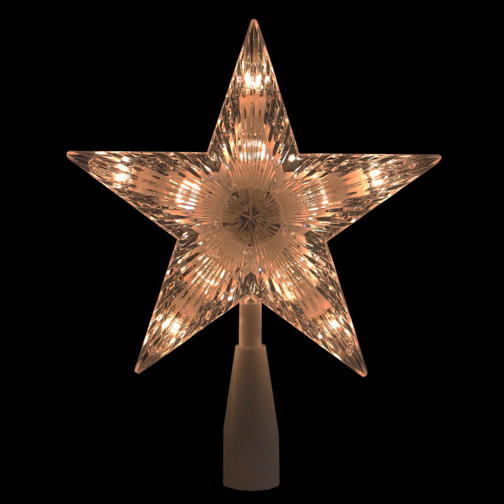 7.25" Clear 5-Point Star Traditional Christmas Tree Topper- Clear Lights