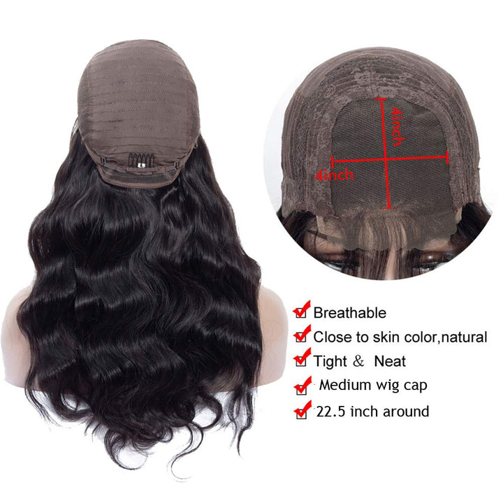 Lace Front Wigs Human Hair Body Wave Wigs 4×4 Lace Closure Wigs Human Hair Lace Wigs for Black Women Brazilian Virgin Hair Glueless Body Wave Wig(12" Wig)