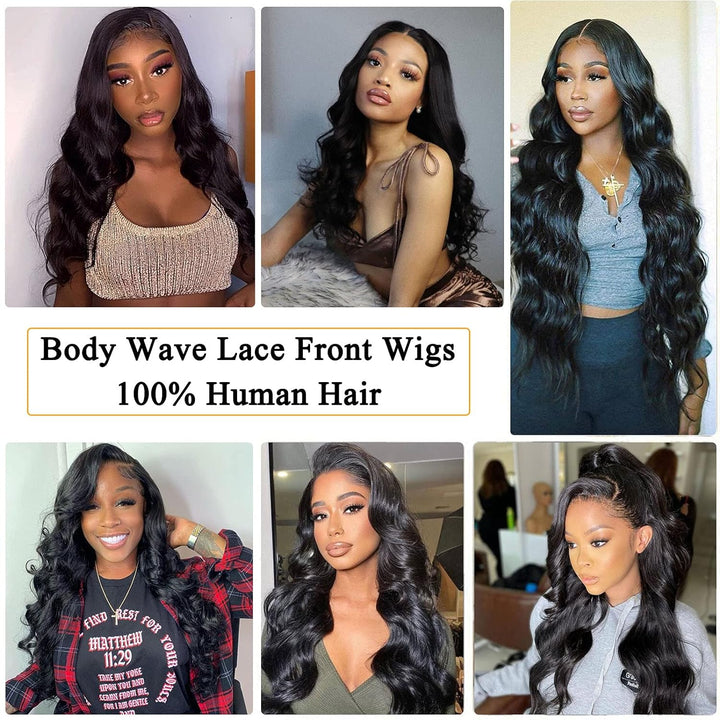 13X4 Lace Front Wigs Human Hair Body Wave Lace Front Human Hair Wigs for Black Women Glueless Brazilian 150% Density Human Hair Wigs Pre Plucked Bleached Knots with Baby Hair 20 Inch