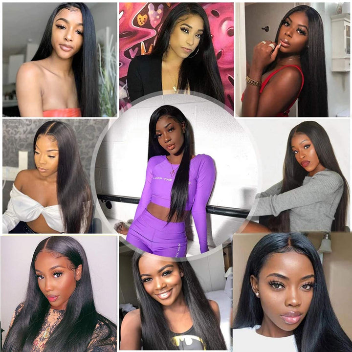 Hair 13X6 Lace Front Wigs Human Hair HD Lace Frontal Wigs Pre Plucked Baby Hair Brazilian Virgin Straight Human Hair 180 Density Natural Black 22 Inch