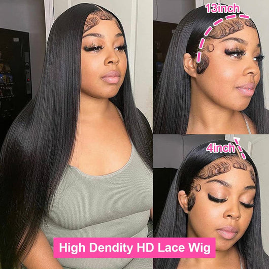 30 Inch Straight Lace Front Wigs Human Hair 13X4 HD Lace Frontal Wigs Human Hair 180% Density Straight Human Hair Wigs for Black Women Pre Plucked with Baby Hair