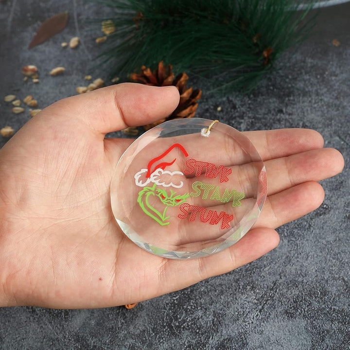 Christmas Ornaments 2021 Pendant 3 Inch Glass for Holiday Christmas Tree Stink Stank Stunk Ornaments Pendant Gifts for Family and Friends (4)