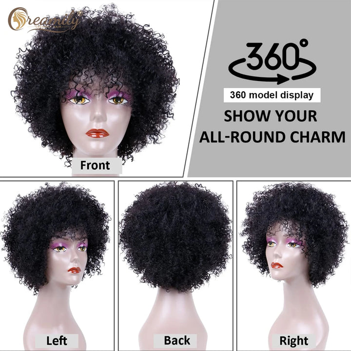 Human Hair Wigs for Black Women Curly Wigs Brazilian Remy Black Wigs Glueless Wigs Human Hair Wefted Wig Caps