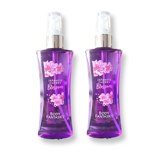 Body Fantasies Japanese Cherry Blossom Body Spray Bundle - 2 Travel Size of 3.2 Fl Oz and 1 Refillable Purse Size of 1.0 Fl Oz | 7.4 Fl Oz Total