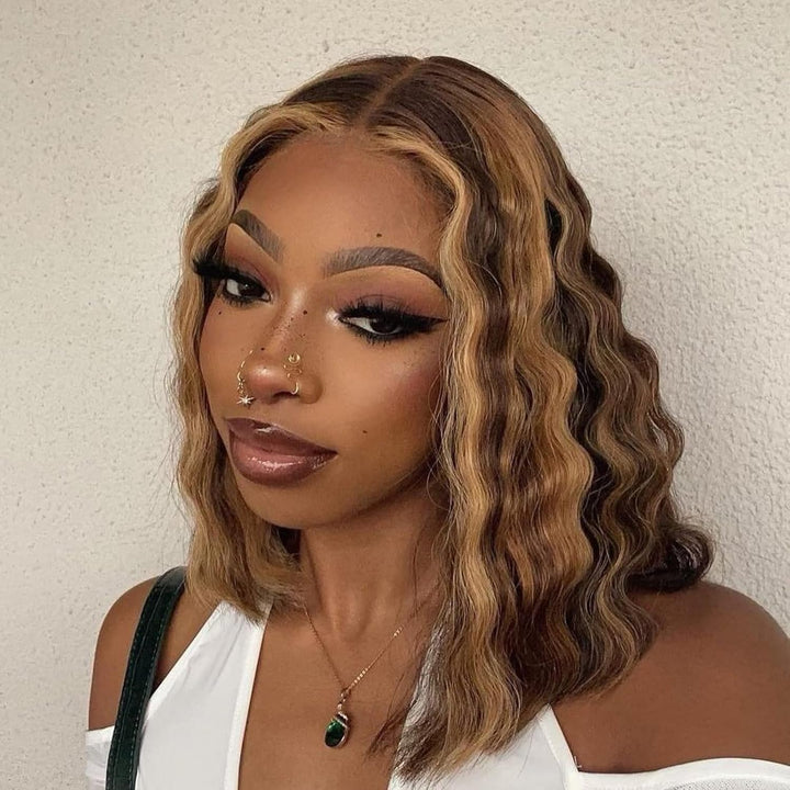 Hair Transparent Lace Front Wigs Human Hair Deep Wave Wigs 150% Density Deep Curly 13X4 Lace Frontal Human Hair Wigs for Black Women Pre Plucked with Baby Hair (8 Inches)