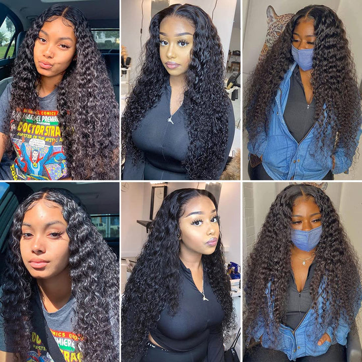 Deep Wave Bundles Human Hair (10 12 14 Inch) Deep Curly 3 Bundles Double Weft Natural Color for Black Women Deep Wave Bundles 100% Unprocessed Brazilian Virgin Remy Hair