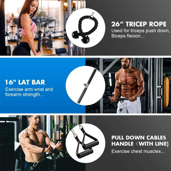 Weight Cable Pulley System Gym, DIY Home Gym Fitness Pulley Cable Machine Attachment System, Upgrade Lat Pull down Cable Pully Attachments for Biceps Curl, Tricep, Back, Forearm, Shoulder Workouts