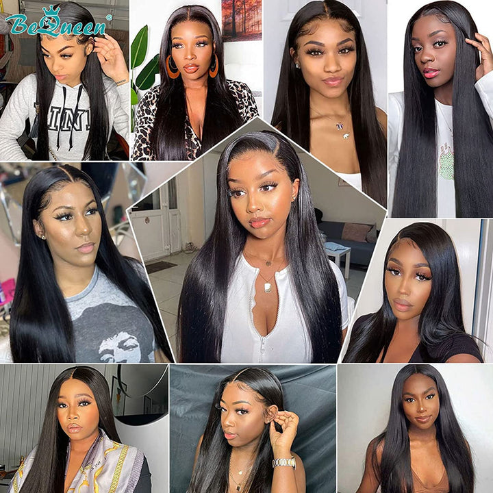 Lace Front Wigs Human Hair 150% Density Glueless Pre Plucked Brazilian Body Wave Human Hair Wigs for Black Women 4X4 Lace Closure Wigs Human Hair Straight with Baby Hair Bleached Knots Natural