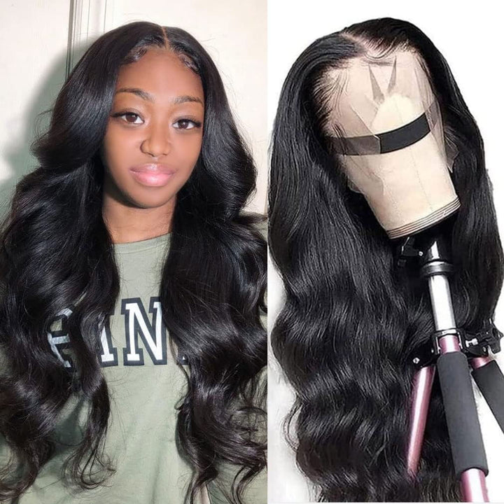 Lace Front Wigs Human Hair 13Ã4 Body Wave Lace Frontal Hair Wig Cheap 180% Density Human Hair Front Lace for Black Women Natural Color 28Inch