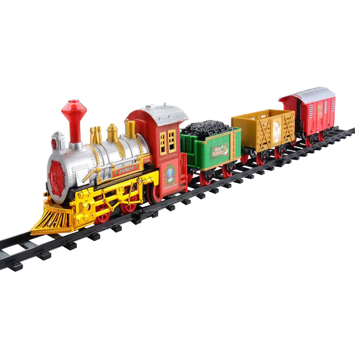 12-Piece Battery Operated Lighted and Animated Christmas Express Train Set with Sound