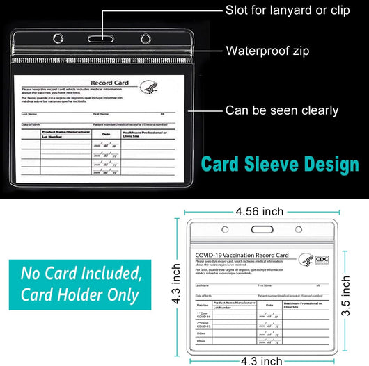 5 Pack CDC Vaccination Card Holder Immunization Record Vaccine Card Protector 3x4 Sleeve Covid Shot Card Protector Cover Clear Vinyl Plastic Sleeve with Waterproof Resealable Zip