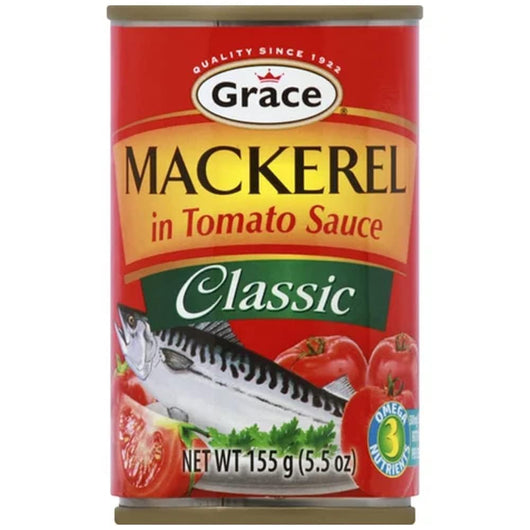 Grace Classic Mackerel in Tomato Sauce, 5.5 oz - 10 Pack - Canned Mackerel