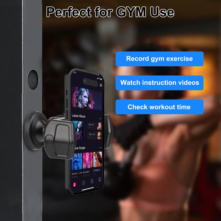 Phone Holder,  360 Adjustable Gym Magnetic Phone Mount Fits for 4.7-6.5" Smartphones, Black