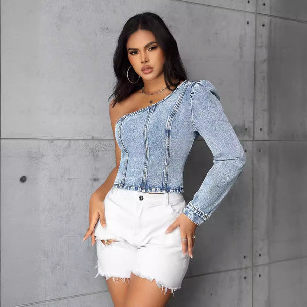 Women's New Fashion Slim Fit Denim Top