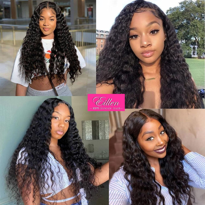 13X4 HD Lace Front Wigs Human Hair Deep Wave 18 Inch Glueless Wigs Human Hair Wet and Wavy 180 Density Lace Frontal Wigs Human Hair Closure Wig Human Hair for Women Natural Black