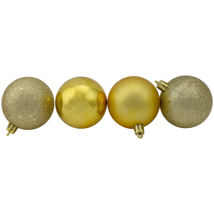 24Ct Shatterproof 4-Finish Christmas Ball Ornament Set 2.5" - Vegas Gold