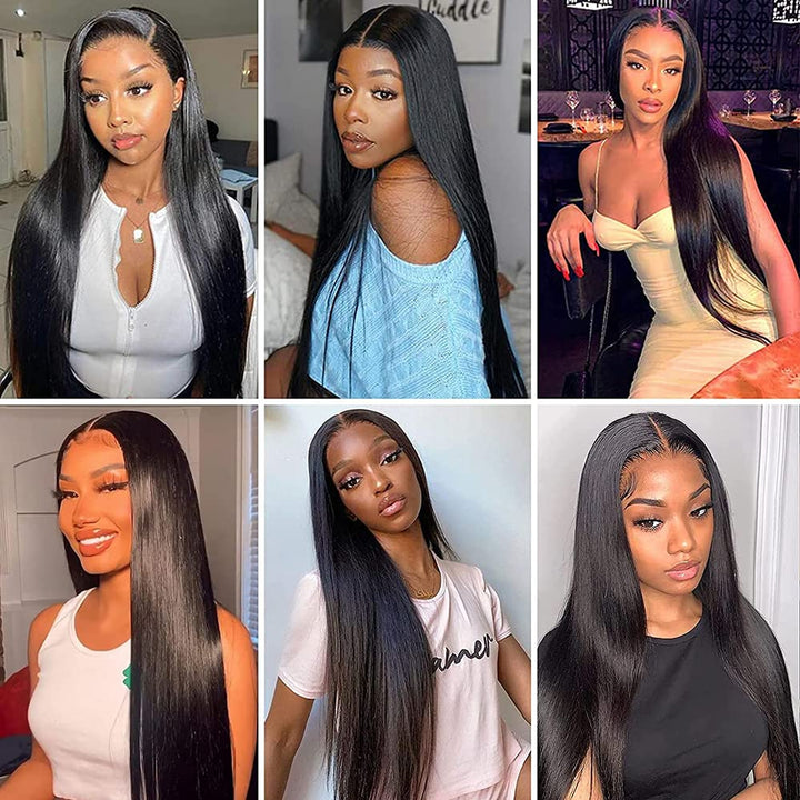 Hair 13X6 Lace Front Wigs Human Hair HD Lace Frontal Wigs Pre Plucked Baby Hair Brazilian Virgin Straight Human Hair 180 Density Natural Black 22 Inch