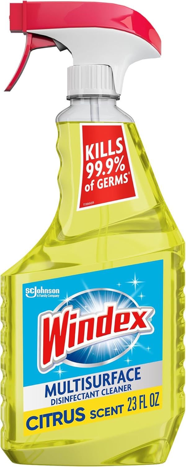 Windex Multipurpose Cleaner Disinfectant Spray Bottle, Packaging Designed to Prevent Leakage and Breaking, Surface Cleaning Spray, Citrus Fresh Scent, 23 Fl Oz