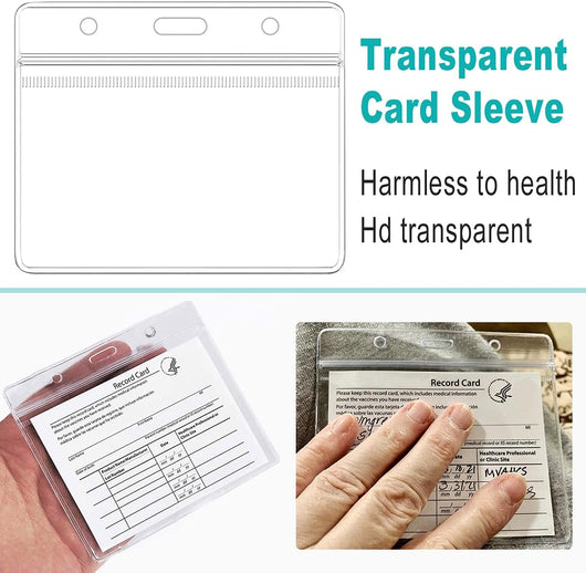 5 Pack CDC Vaccination Card Holder Immunization Record Vaccine Card Protector 3x4 Sleeve Covid Shot Card Protector Cover Clear Vinyl Plastic Sleeve with Waterproof Resealable Zip