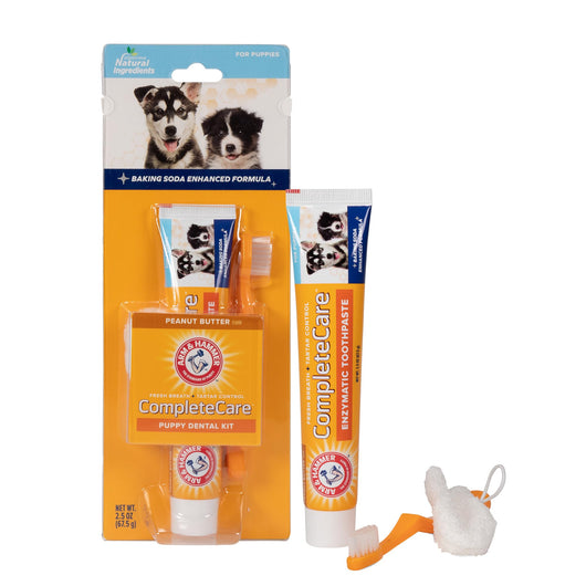 Arm & Hammer Dog Dental Kit - Enzymatic Dog Toothpaste 2.5 oz Chicken Flavor - Dog Toothbrush & Finger Brush - Tartar & Gum Cleaning with Baking Soda Enhanced Formula - Complete Dental Care for Dogs