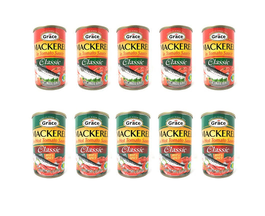 Grace Classic Mackerel in Tomato Sauce, 5.5 oz - 10 Pack - Canned Mackerel