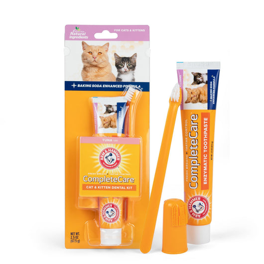 Arm & Hammer Dog Dental Kit - Enzymatic Dog Toothpaste 2.5 oz Chicken Flavor - Dog Toothbrush & Finger Brush - Tartar & Gum Cleaning with Baking Soda Enhanced Formula - Complete Dental Care for Dogs