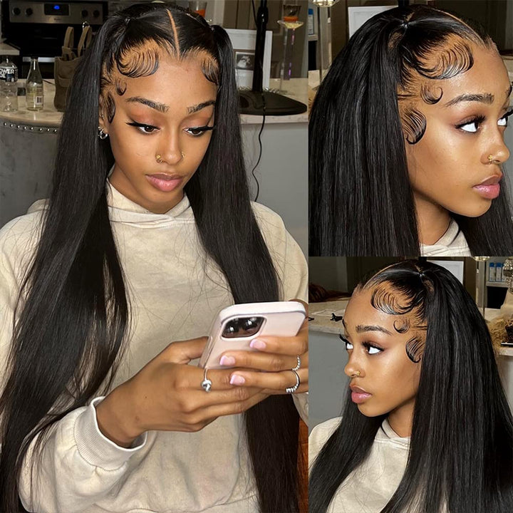 30 Inch Straight Lace Front Wigs Human Hair 13X4 HD Lace Frontal Wigs Human Hair 180% Density Straight Human Hair Wigs for Black Women Pre Plucked with Baby Hair