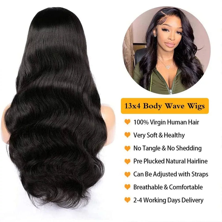 Lace Front Wigs Human Hair 13Ã4 Body Wave Lace Frontal Hair Wig Cheap 180% Density Human Hair Front Lace for Black Women Natural Color 28Inch