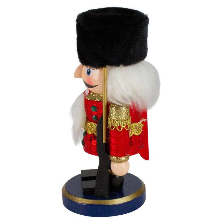 7.25" Red and Blue Chubby Wooden Christmas Nutcracker Soldier with Rifle