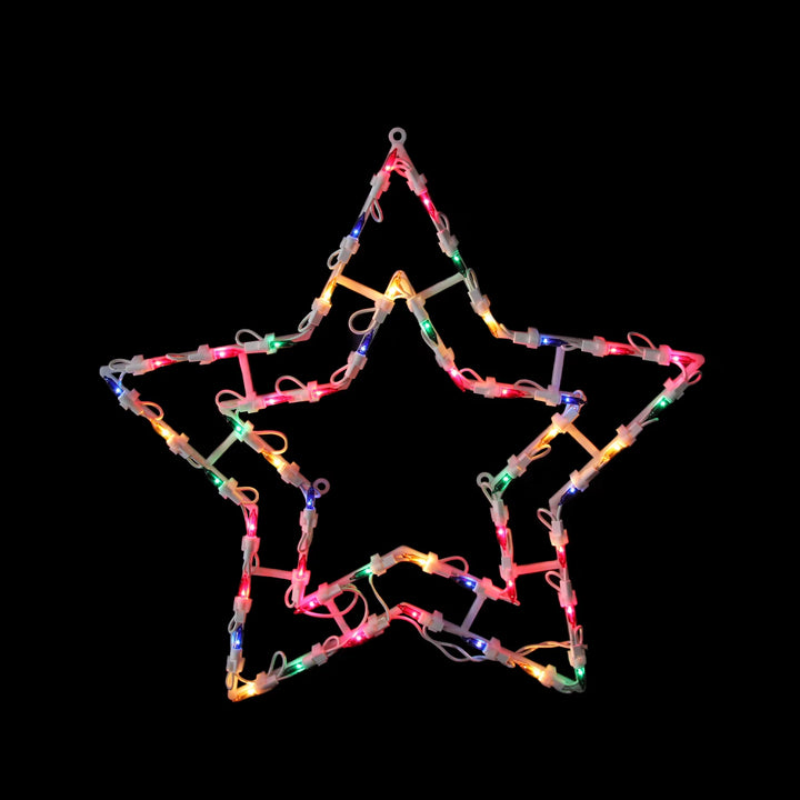 Lighted Star Christmas Window Silhouette Decoration - 16" - Multicolor Lights