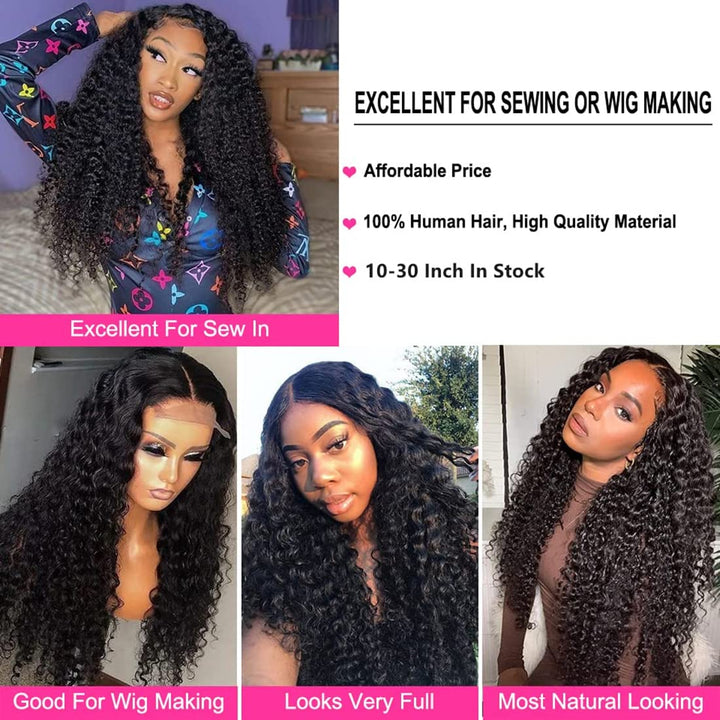 Deep Wave Bundles Human Hair (10 12 14 Inch) Deep Curly 3 Bundles Double Weft Natural Color for Black Women Deep Wave Bundles 100% Unprocessed Brazilian Virgin Remy Hair