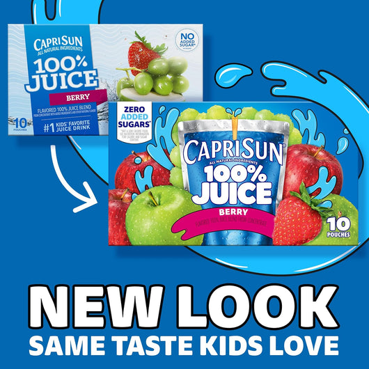 Capri Sun 100% Berry Juice Ready-to-Drink Juice (40 Pouches, 4 Boxes of 10)