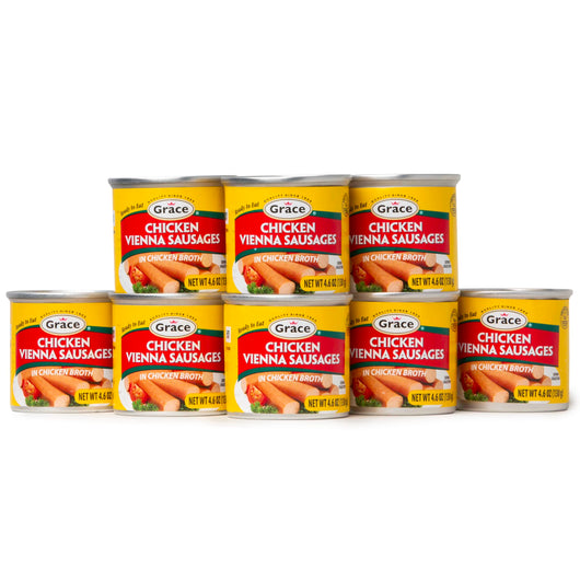 Grace Hot & Spicy Chicken Vienna Sausage in Chicken Broth 4.6z - 4 Pack - US Made Hot and Spicy Vienna Sausages Canned Food - Salchichas de Pollo