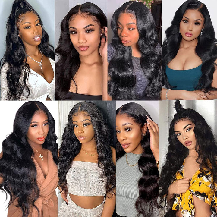 Body Wave Lace Front Wigs Human Hair Pre Plucked Bleached Knots with Baby Hair 13X4 Lace Frontal Human Hair Wigs 150% Density Brazilian Virgin Human Hair Wigs for Black Women Natural Color 24 Inch