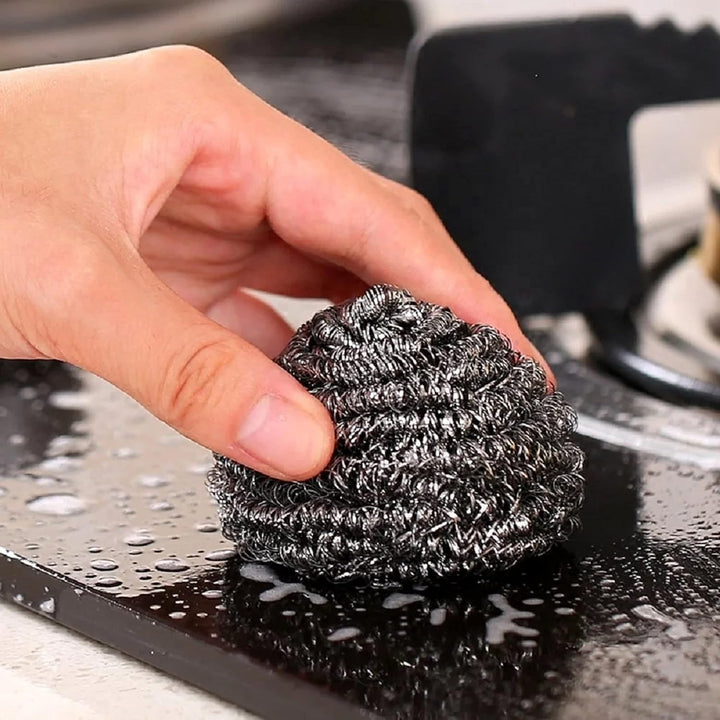 Stainless Steel Scourer Pads Steel Sponges Stainless Steel Scrubber Balls for Kitchen, Bathroom, Pots and Pans (6PCS)