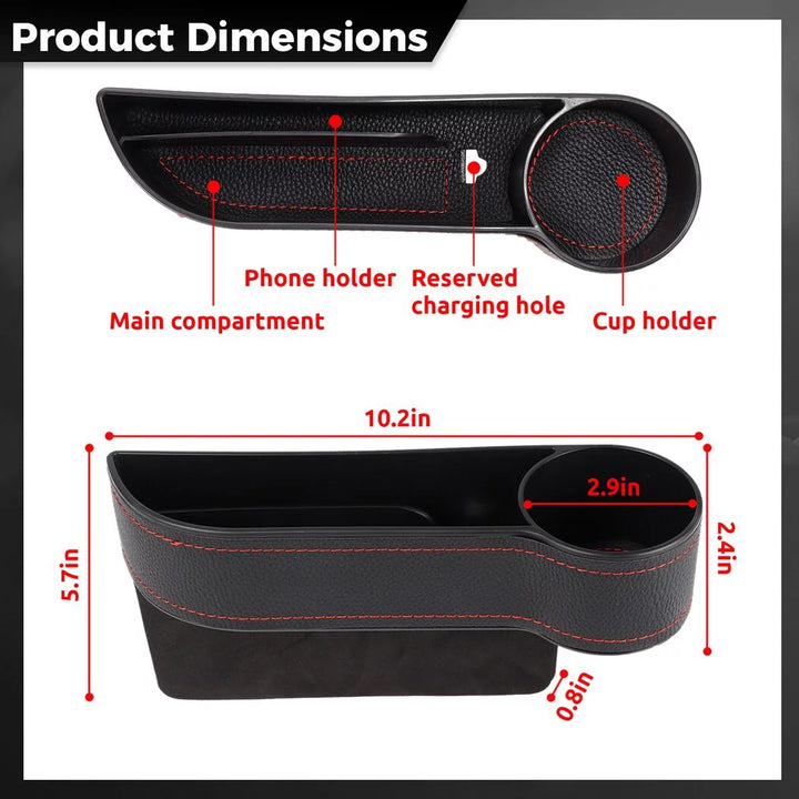 2 Packs Car Seat Gap Filler Organizers, Multifunctional Car Console Gap Storage Boxes with Cup Holders Vehicle Seat Crevice Storage Box Universal Fit All Cars