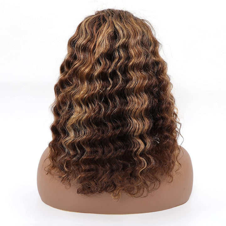 Hair Transparent Lace Front Wigs Human Hair Deep Wave Wigs 150% Density Deep Curly 13X4 Lace Frontal Human Hair Wigs for Black Women Pre Plucked with Baby Hair (8 Inches)