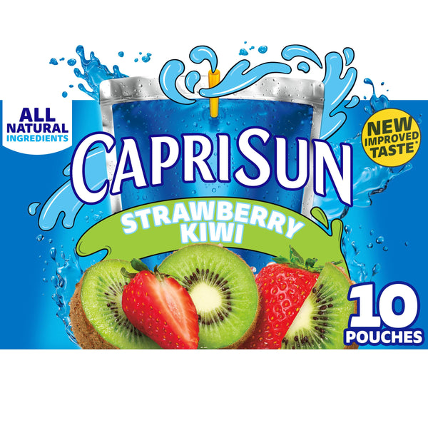 Capri Sun Strawberry Kiwi Flavored with other natural flavor Juice Drink Blend, 10 ct Box, 6 fl oz Pouches